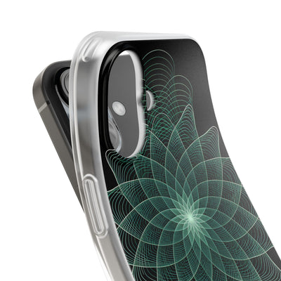 Green Lite Phone Case for iPhone - Cyan Signal Bloom