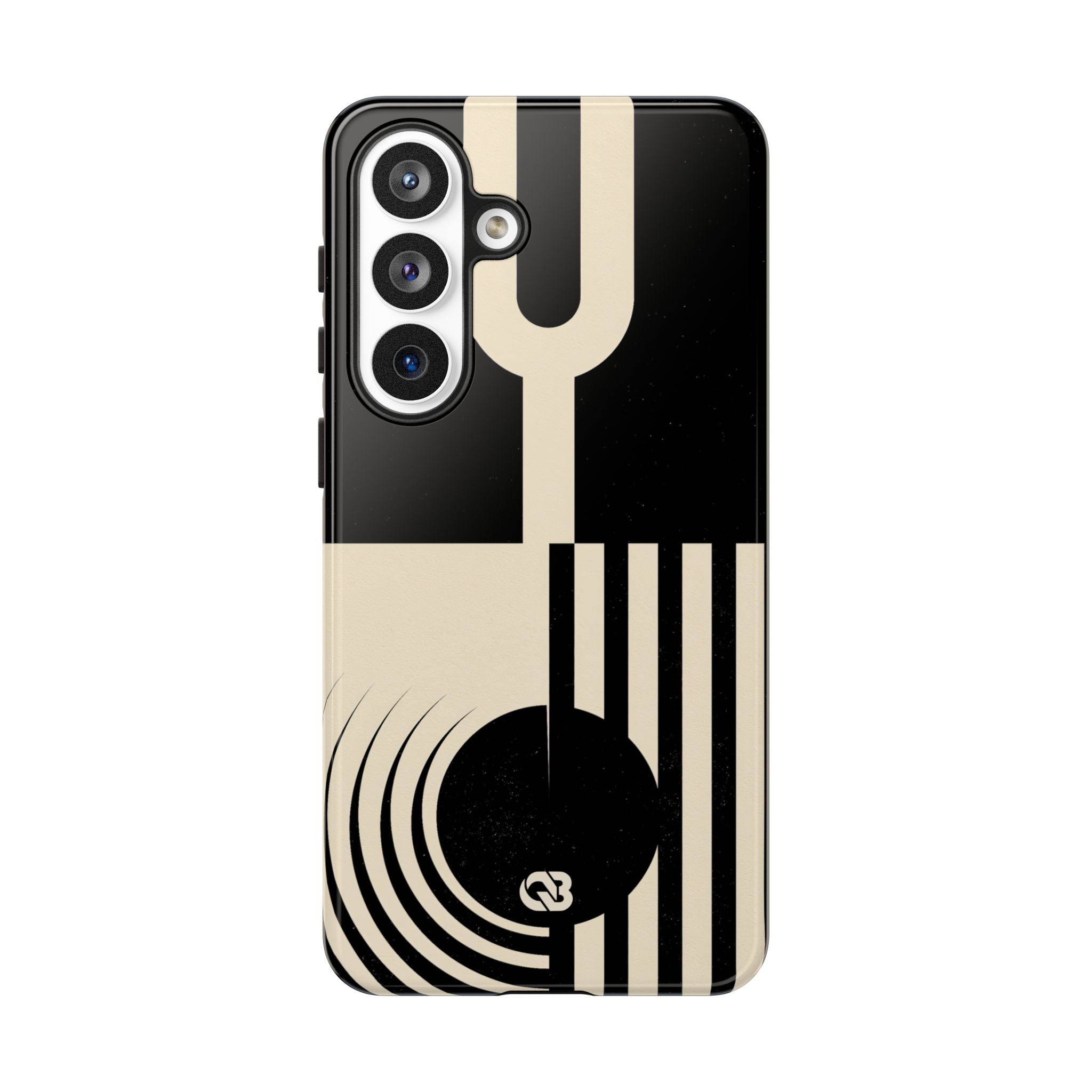 Black Tough Phone Case for Samsung - Ivory Signal Grid