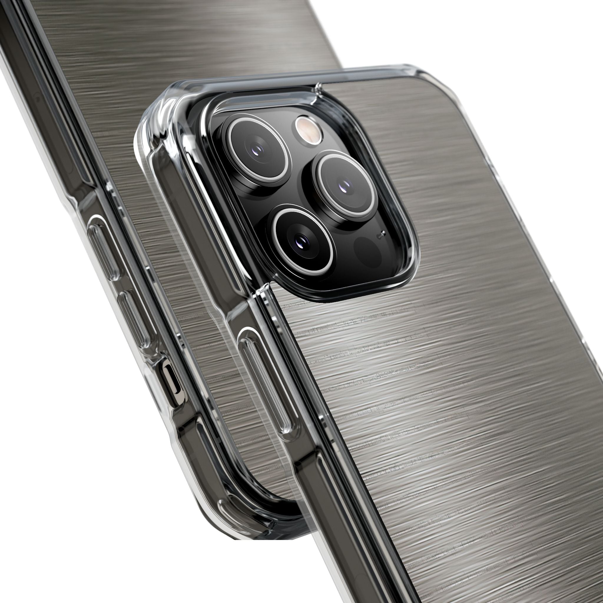 Grey Impact MagSafe Phone Case for iPhone - Brushed Industrial Steel