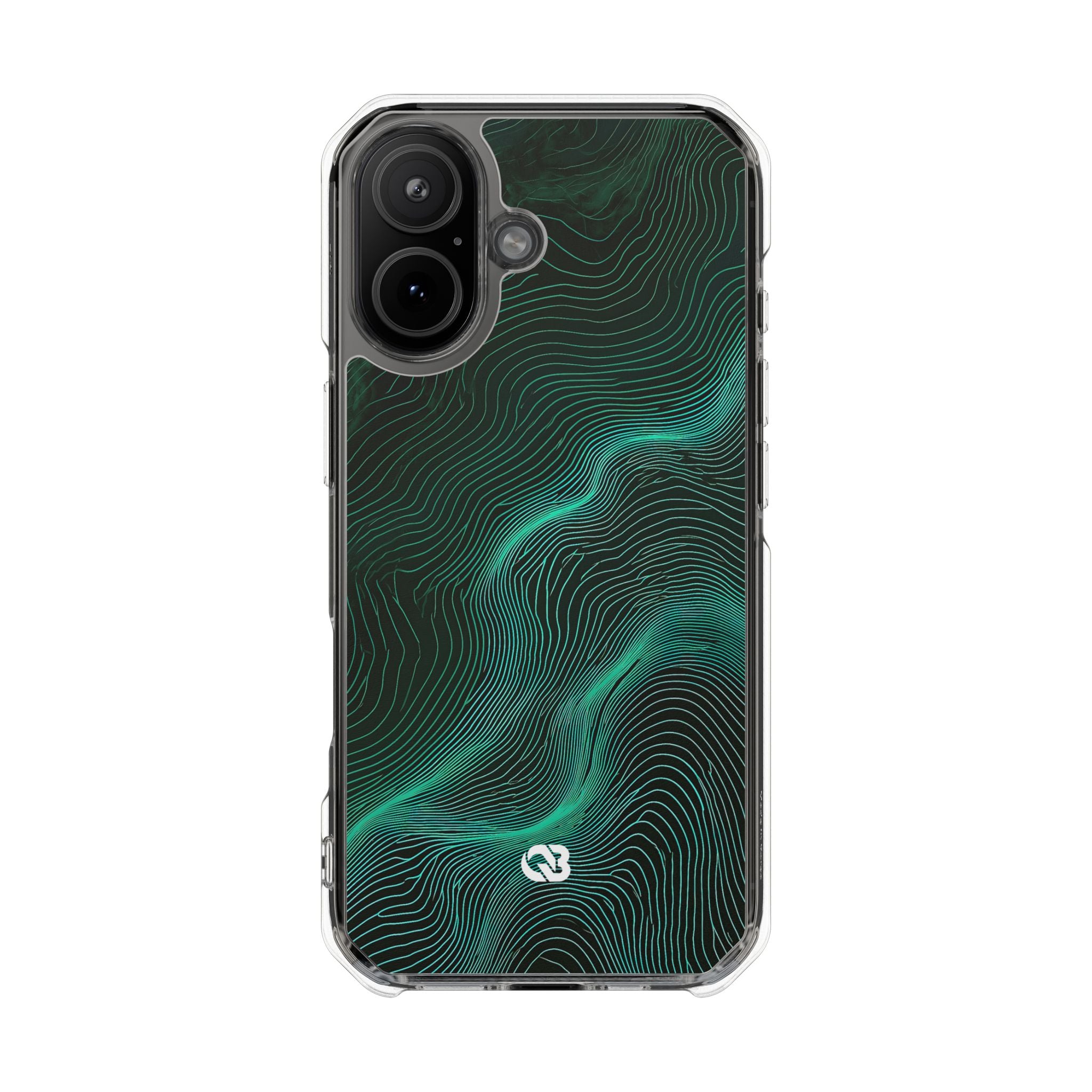Teal Impact MagSafe Phone Case for iPhone - Neon Jade Contour