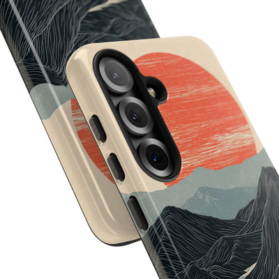 Beige Tough Phone Case for Samsung - Crimson Ridge Flow