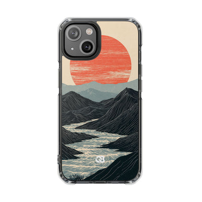 Crimson Ridge Horizon · Clear Impact Magnetic Phone Case for iPhone ·  Black