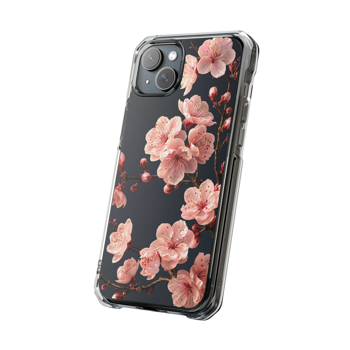 Midnight Sakura Bloom · Clear Impact Magnetic Phone Case for iPhone · Pink