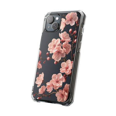 Midnight Sakura Bloom · Clear Impact Magnetic Phone Case for iPhone · Pink