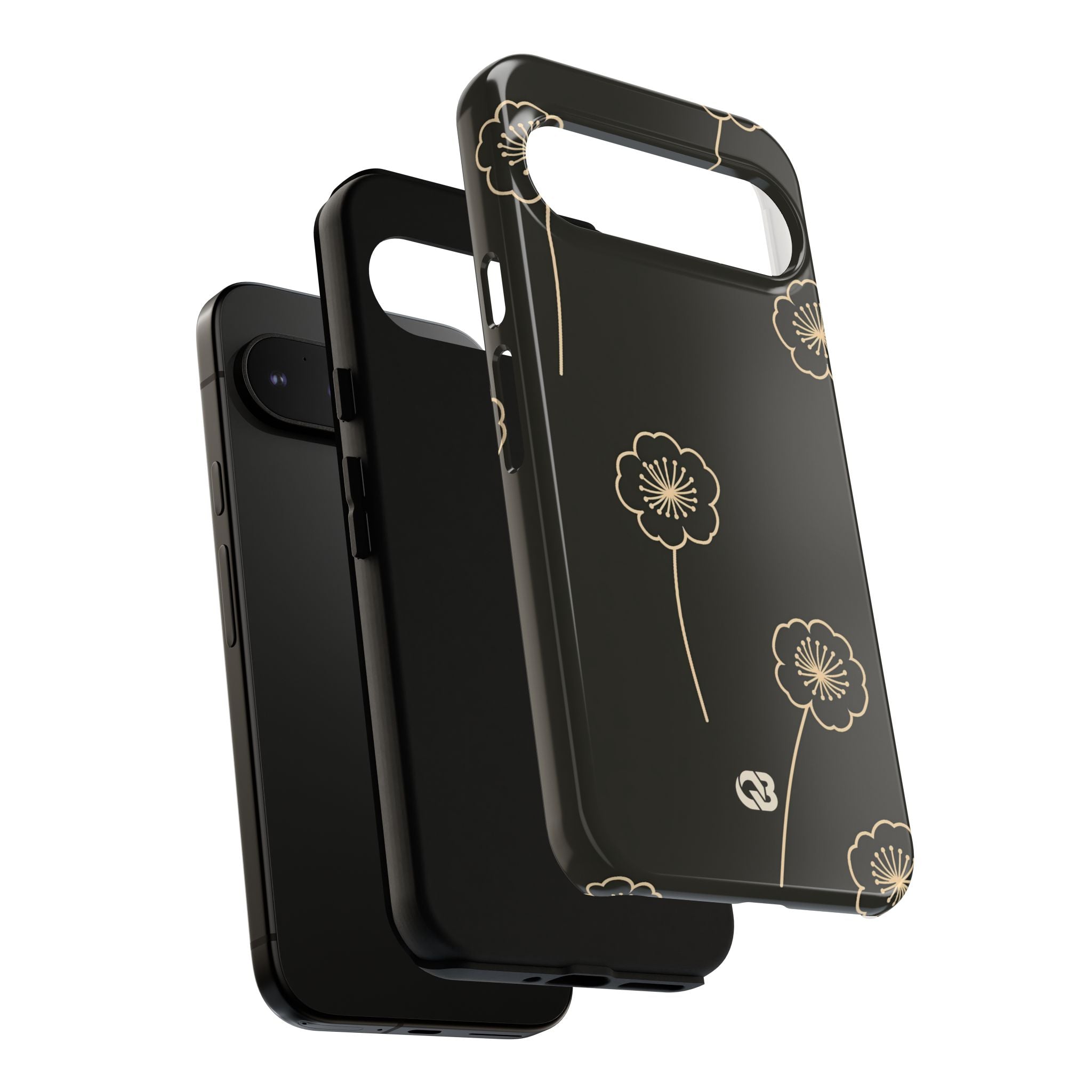Black Tough Phone Case for Google Pixel - Obsidian Sand Petals