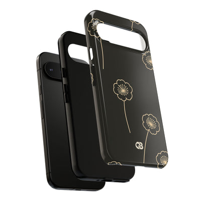 Black Tough Phone Case for Google Pixel - Obsidian Sand Petals