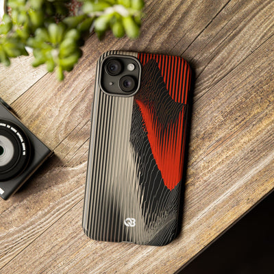 Red Tough Phone Case for iPhone - Crimson Pulse Topo