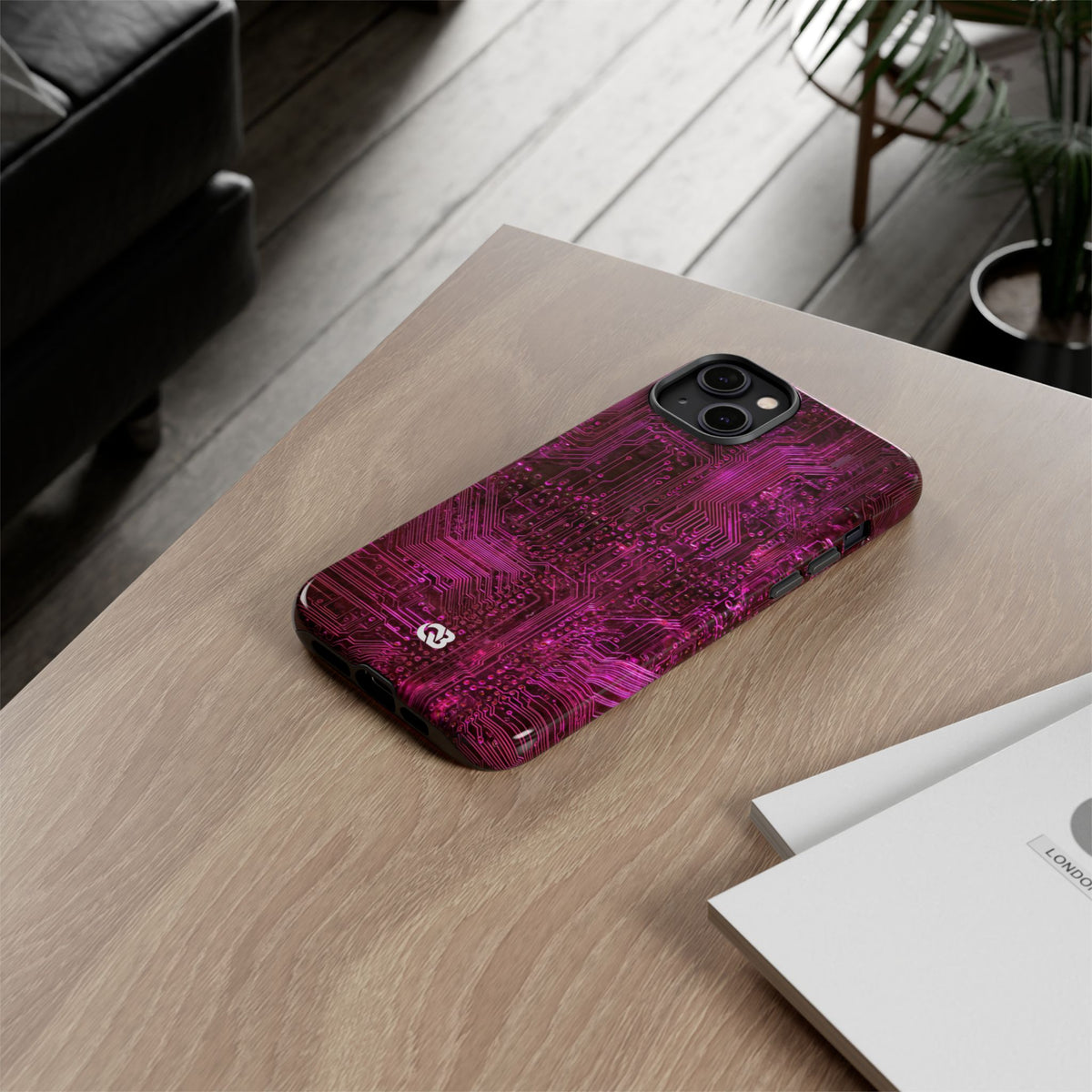 Magenta Circuit Trace · Tough Phone Case for iPhone · Pink