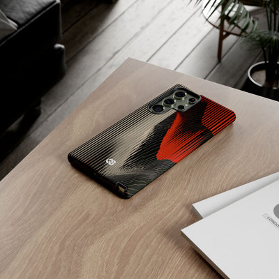 Red Tough Phone Case for Samsung - Crimson Pulse Topo