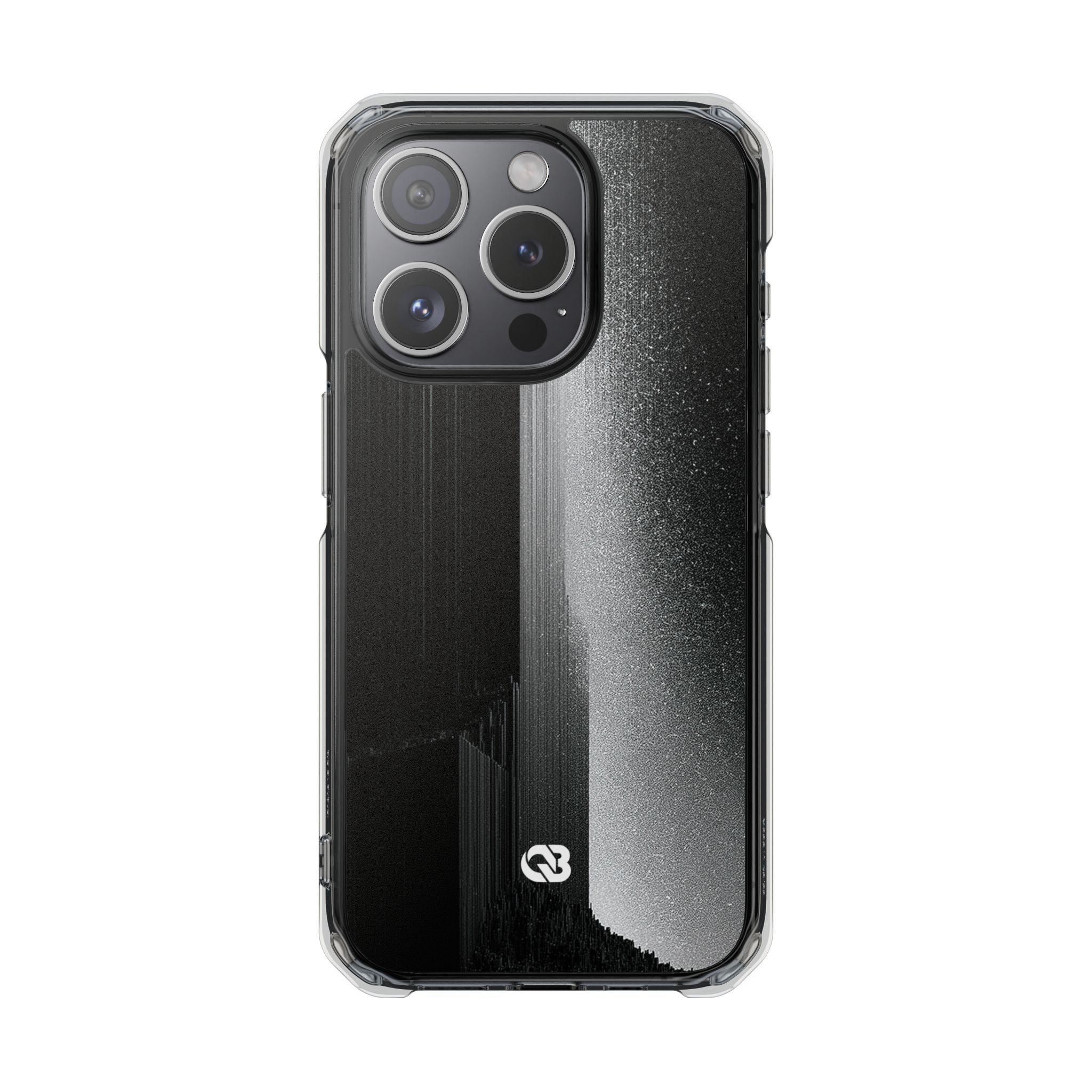 Black Impact MagSafe Phone Case for iPhone - Brutalist Pixel Monolith