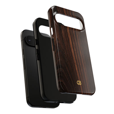 Brown Tough Phone Case for Google Pixel - Burnished Mahogany Grain