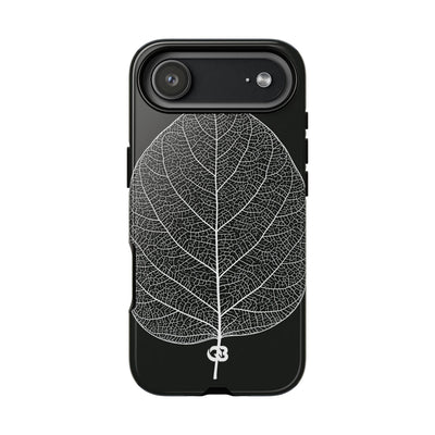 Black Tough Phone Case for iPhone - Bleached Leaf Lattice