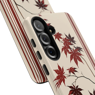 Red Tough Phone Case for Samsung - Crimson Momiji Stripe