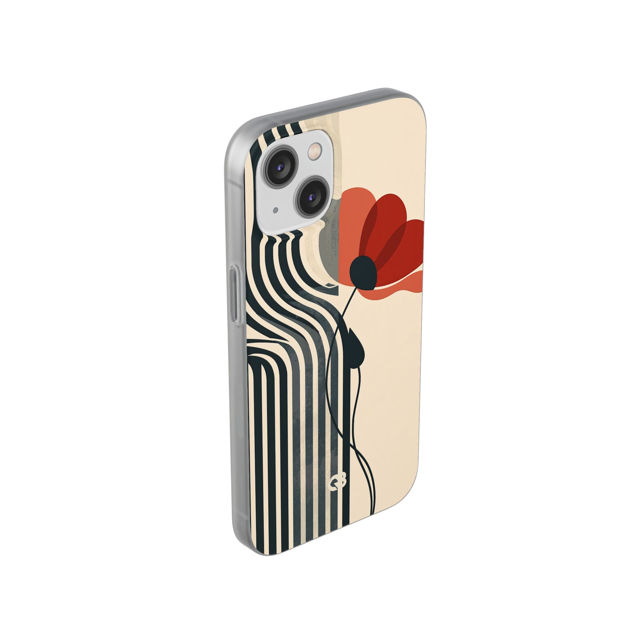 Beige Lite Phone Case for iPhone - Crimson Line Bloom