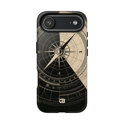 Beige Tough Phone Case for iPhone - Obsidian Nautical Blueprint