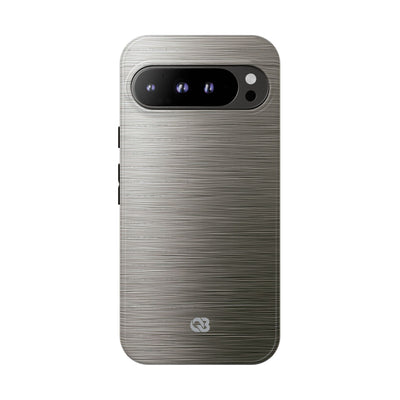 Grey Tough Phone Case for Google Pixel - Brushed Industrial Steel