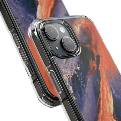 Solar Aura Drift · Clear Impact Magnetic Phone Case for iPhone · Orange