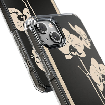 Black Impact MagSafe Phone Case for iPhone - Obsidian Bone Orchid