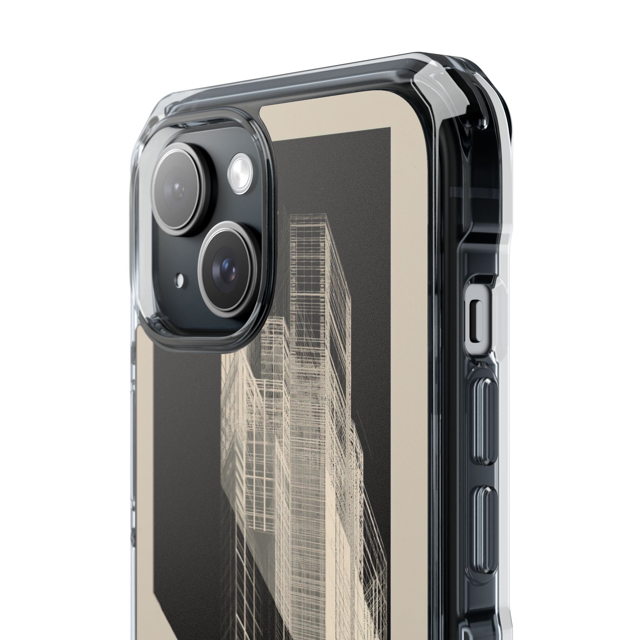 Beige Impact MagSafe Phone Case for iPhone - Monolith Urban Grid