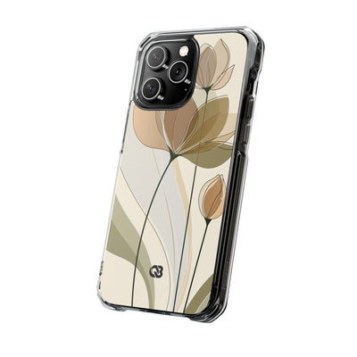 Translucent Petal Contour · Clear Impact Magnetic Phone Case for iPhone ·  Beige