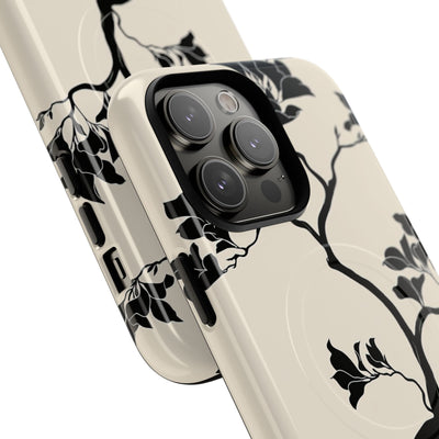 Beige Tough 2.0 Magsafe Phone Case for iPhone - Obsidian Bonsai Silhouette