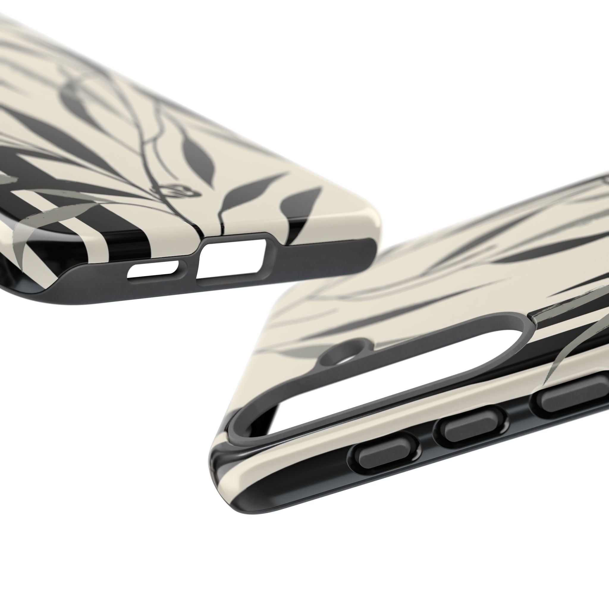 Beige Tough Phone Case for Samsung - Soot Leaf Sketch