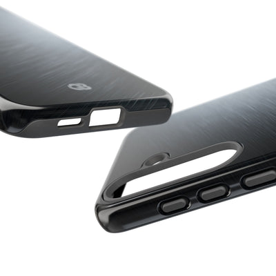 Grey Tough Phone Case for Samsung - Charcoal Brushed Steel