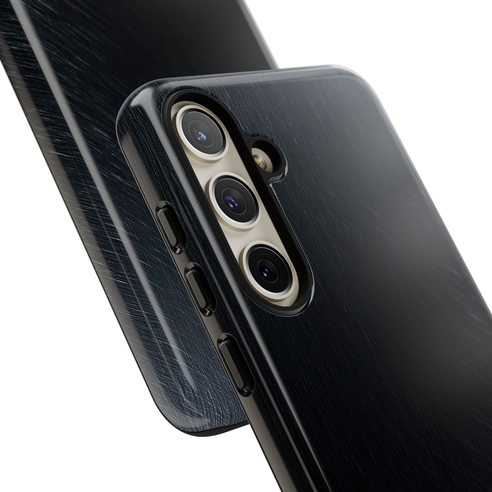 Black Tough Phone Case for Samsung - Midnight Brushed Grain