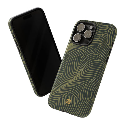 Green Tough Phone Case for iPhone - Dark Olive Plume