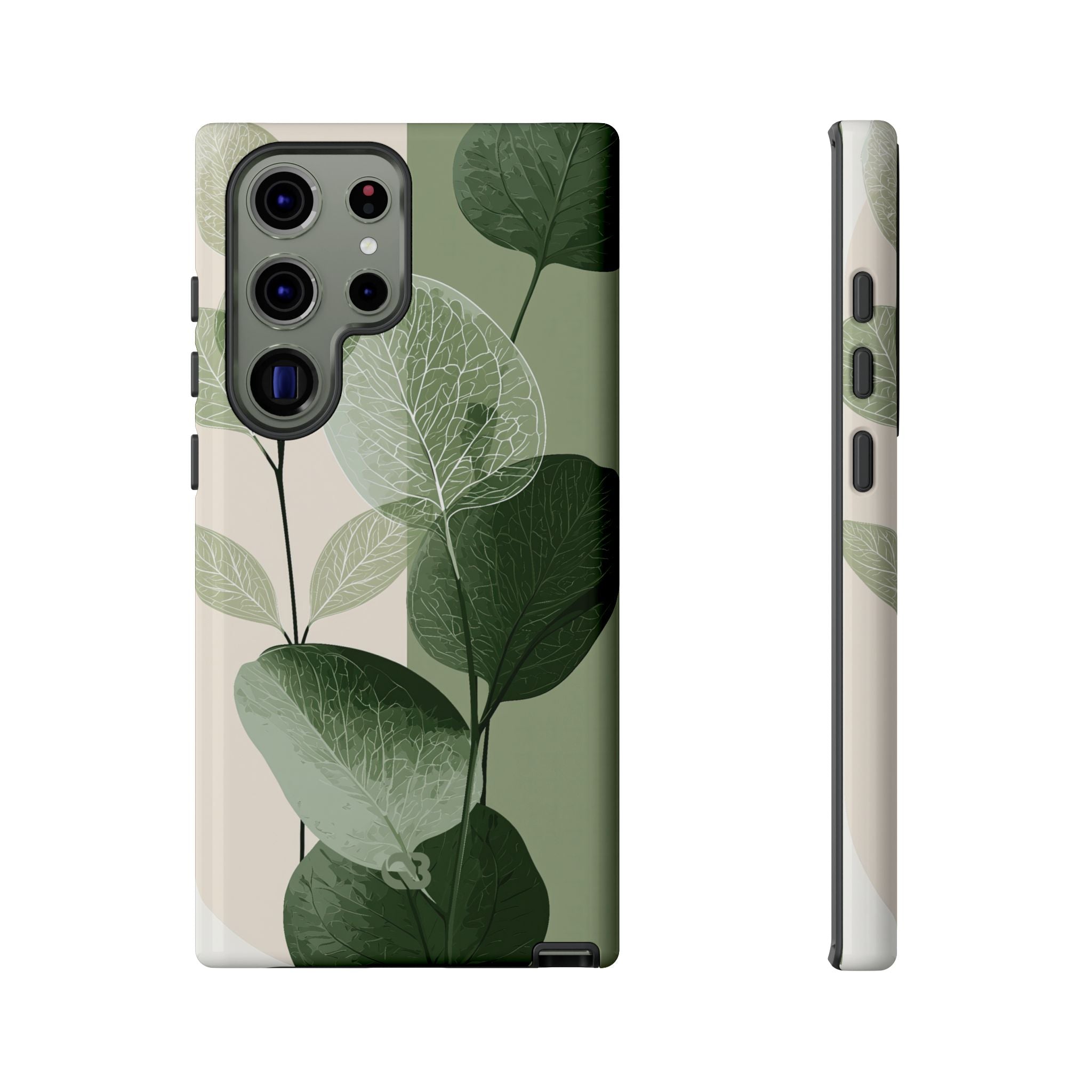 Green Tough Phone Case for Samsung - Sage Leaf Skeletals