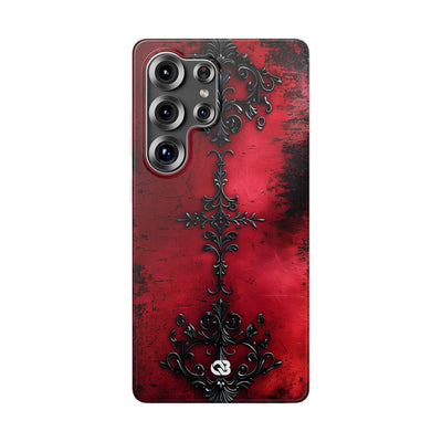 Crimson Gothic Filigree · Soft Phone Case for Samsung