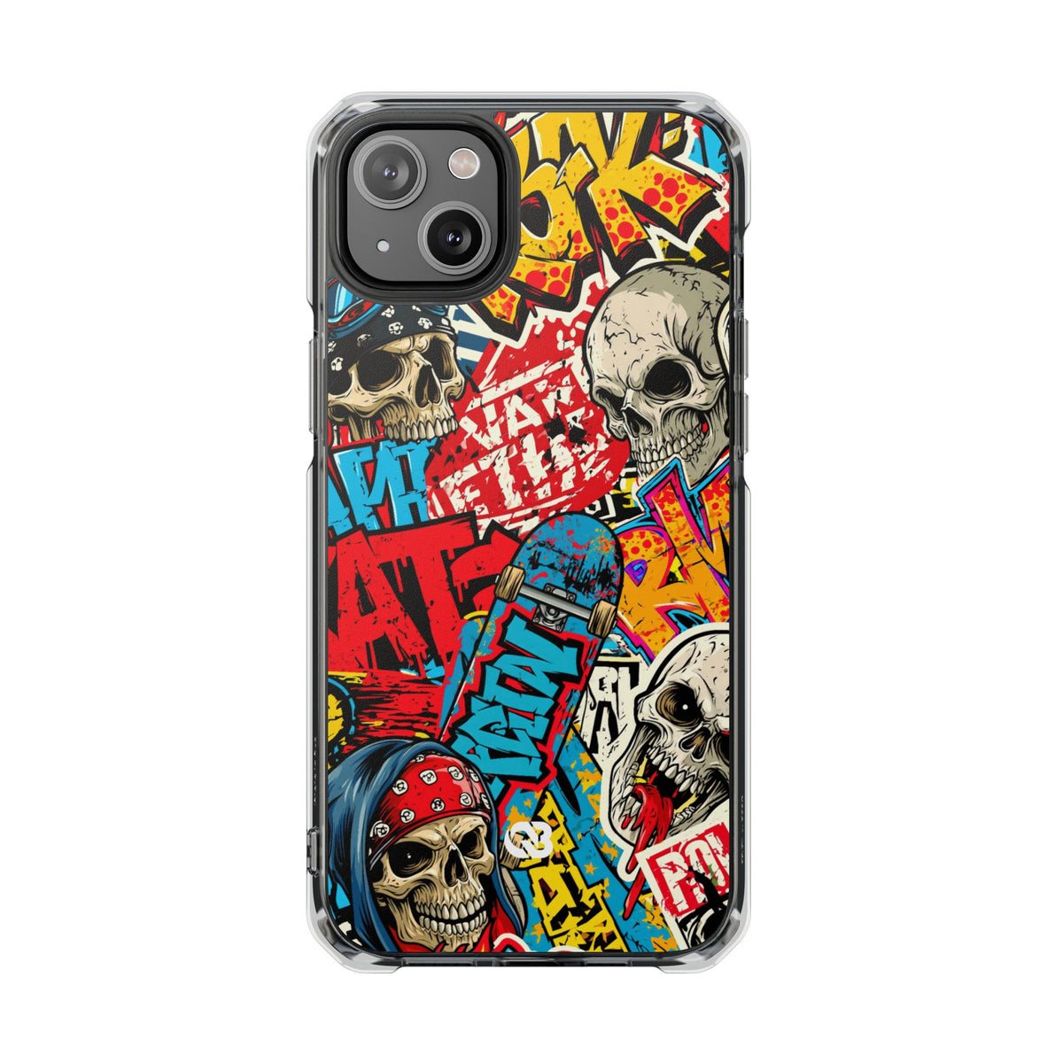 Skate Skull Riot · Clear Impact Magnetic Phone Case for iPhone · Red