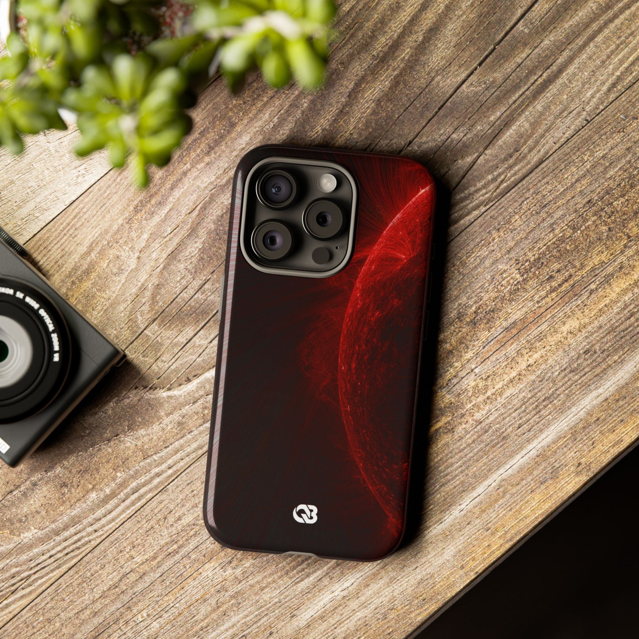 Red Tough Phone Case for iPhone - Solar Crimson Flare