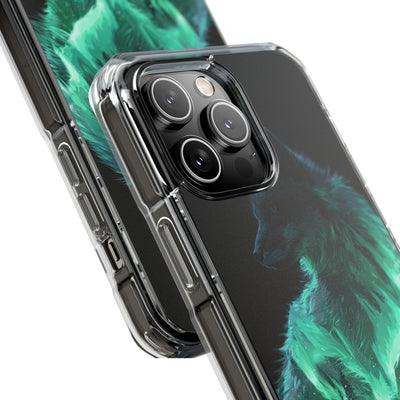 Nordic Aurora Fox · Clear Impact Magnetic Phone Case for iPhone · Teal