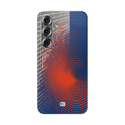 Blue Lite Phone Case for Samsung - Orange Orbit Grid
