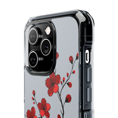 Grey Impact MagSafe Phone Case for iPhone - Crimson Blossom Onyx