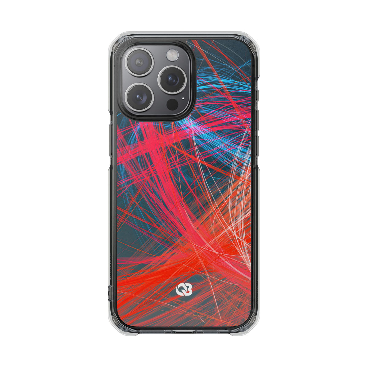 Neon Fiber Stream · Clear Impact Magnetic Phone Case for iPhone · Red
