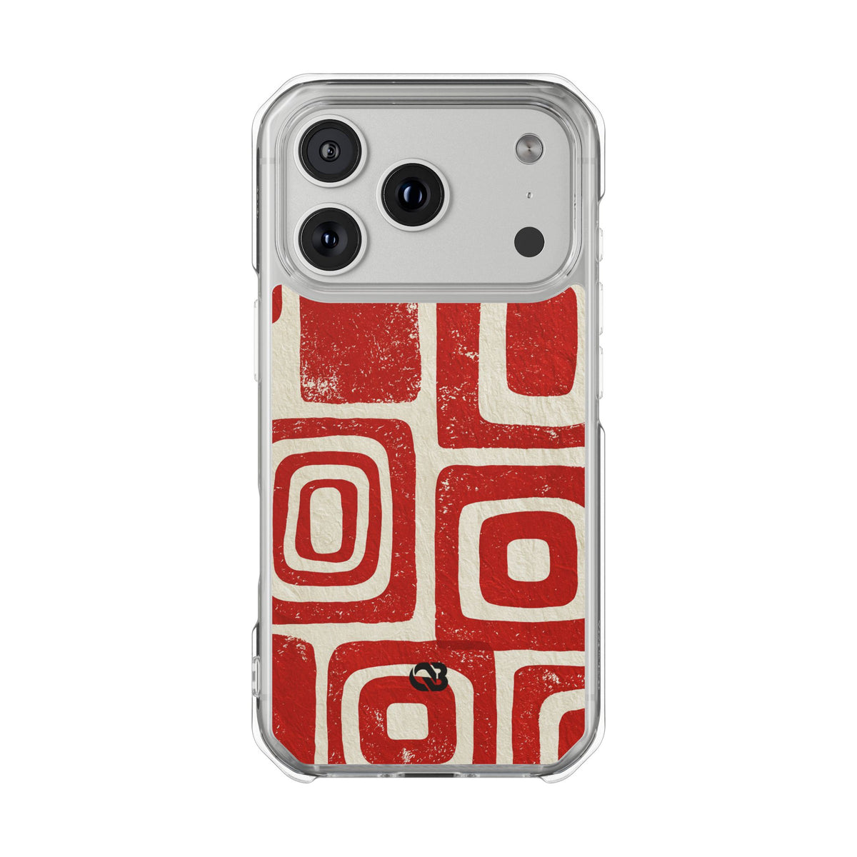Vermilion Block Motif · Clear Impact Magnetic Phone Case for iPhone · Red