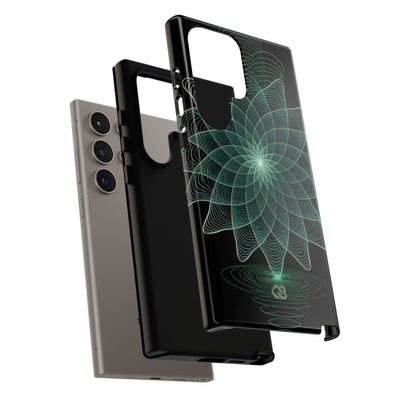 Green Tough Phone Case for Samsung - Cyan Signal Bloom