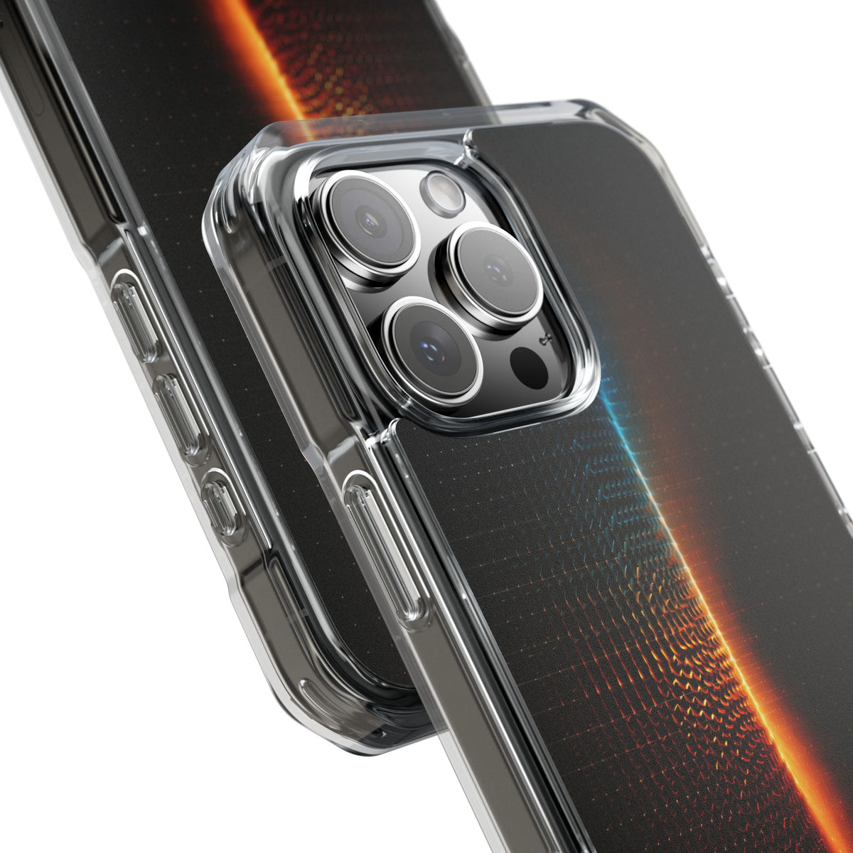 Luminous Refraction Grid · Clear Impact Magnetic Phone Case for iPhone · Black