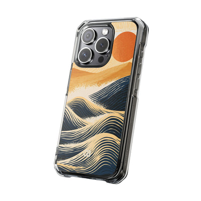 Golden Horizon Waves · Clear Impact Magnetic Phone Case for iPhone ·  Blue