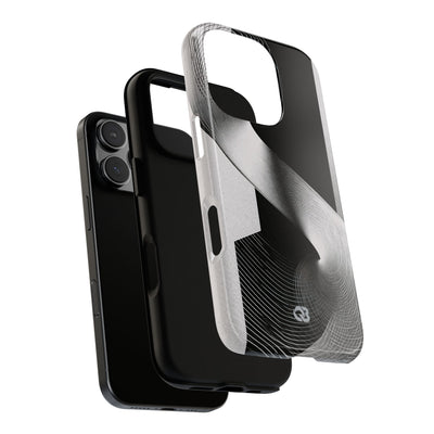 Grey Tough Phone Case for iPhone - Obsidian Moiré Wave