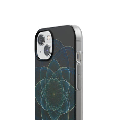 Blue Lite Phone Case for iPhone - Celestial Wireframe Bloom