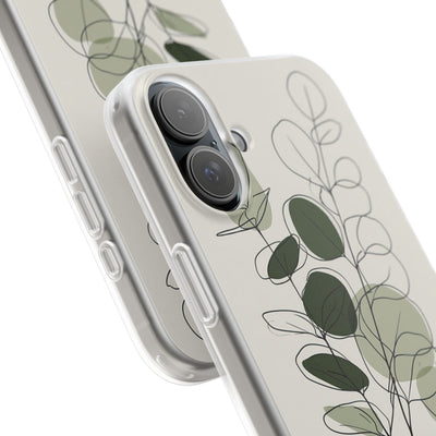 Green Lite Phone Case for iPhone - Muted Eucalyptus Sketch