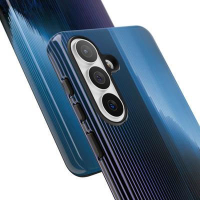 Blue Tough Phone Case for Samsung - Indigo Distortion Wave