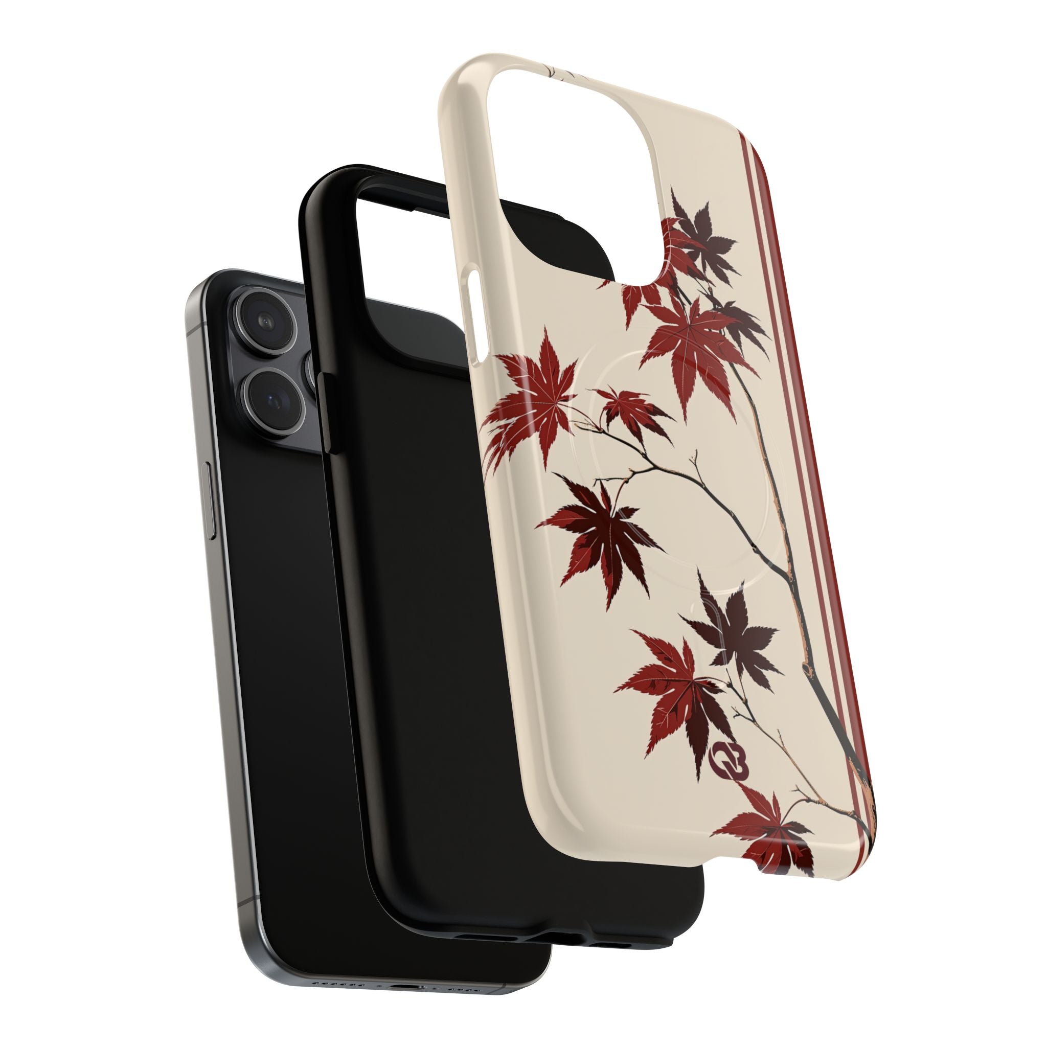 Red Tough 2.0 Magsafe Phone Case for iPhone - Crimson Momiji Stripe
