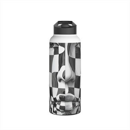 Mirrored Checkerboard Face - Stainless Steel Water Bottle