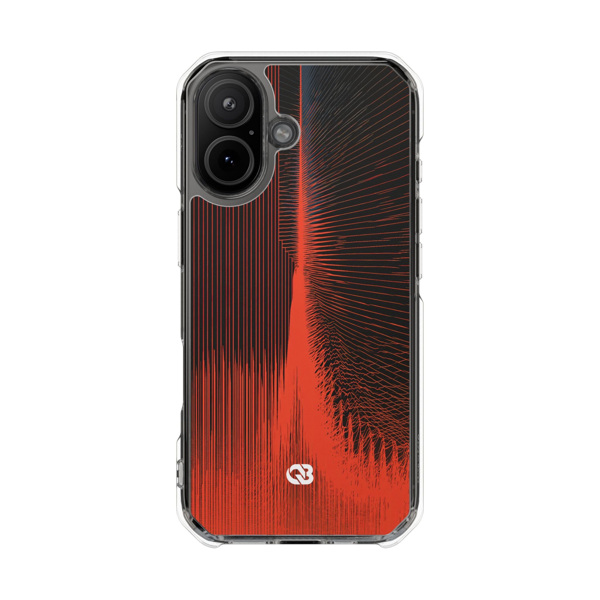 Red Impact MagSafe Phone Case for iPhone - Crimson Frequency Pulse