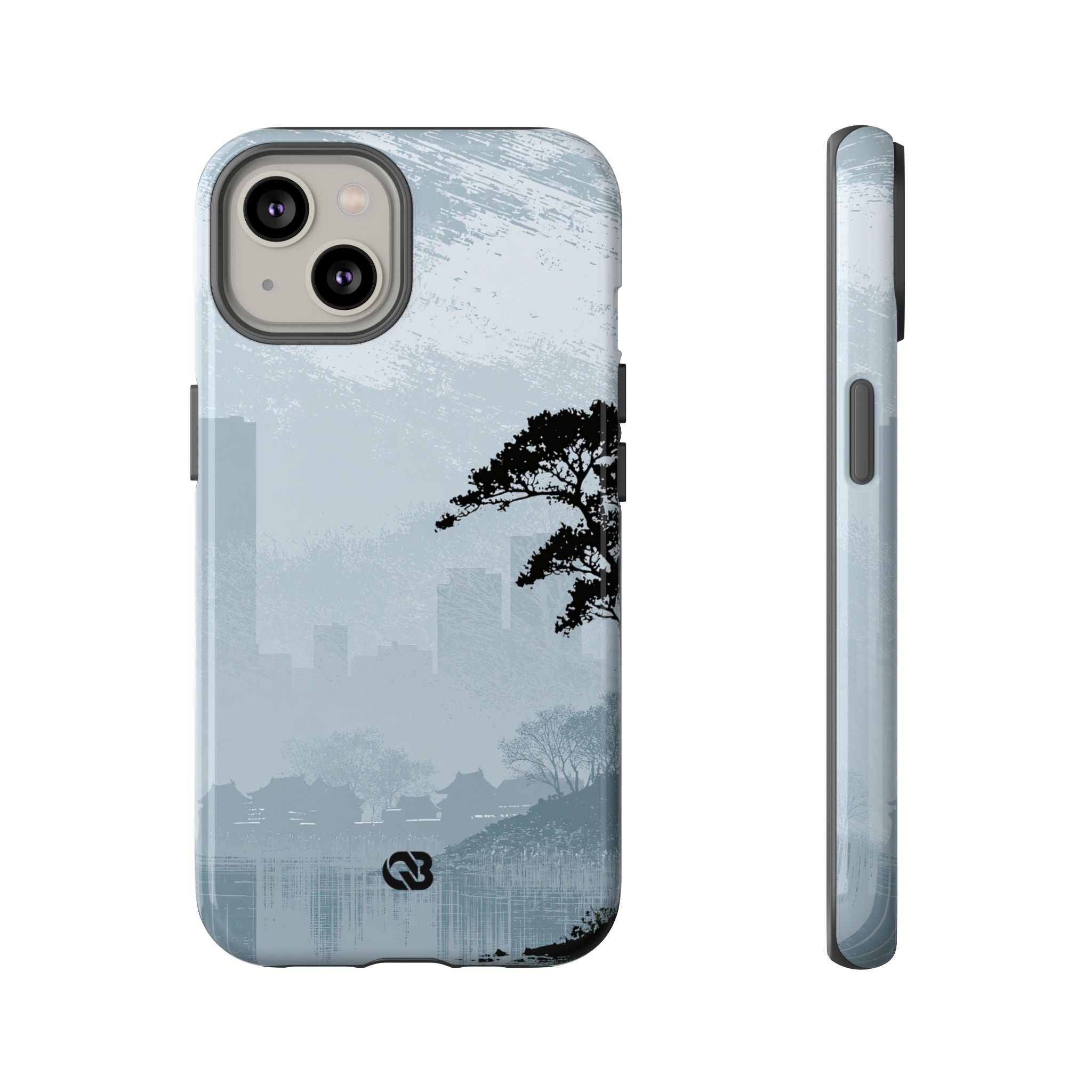 Grey Tough Phone Case for iPhone - Steel Slate Zen