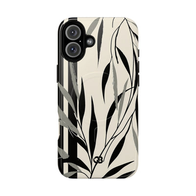 Beige Tough 2.0 Magsafe Phone Case for iPhone - Soot Leaf Sketch
